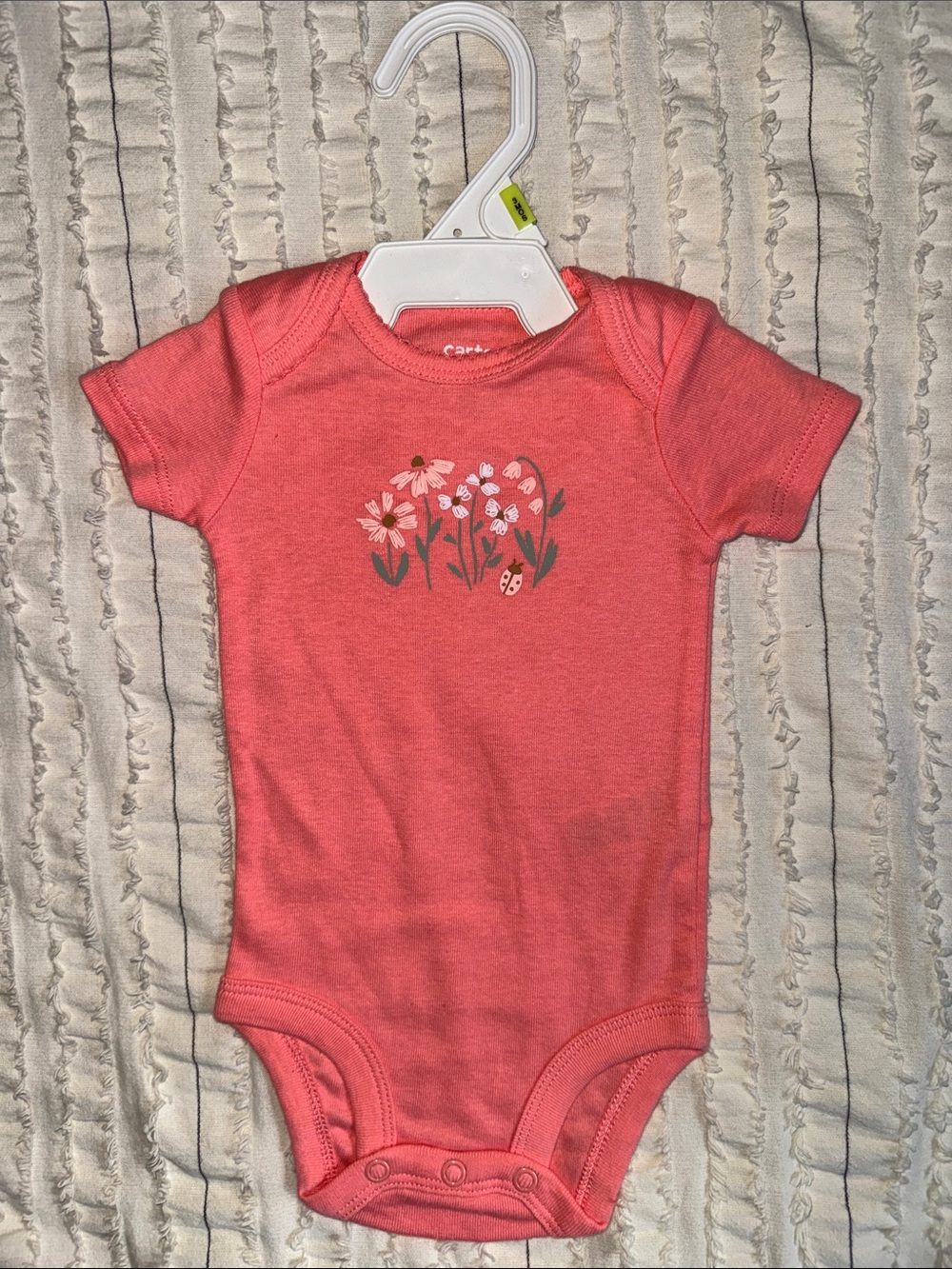 Carter's Coral Floral Short-Sleeve Baby One-Piece